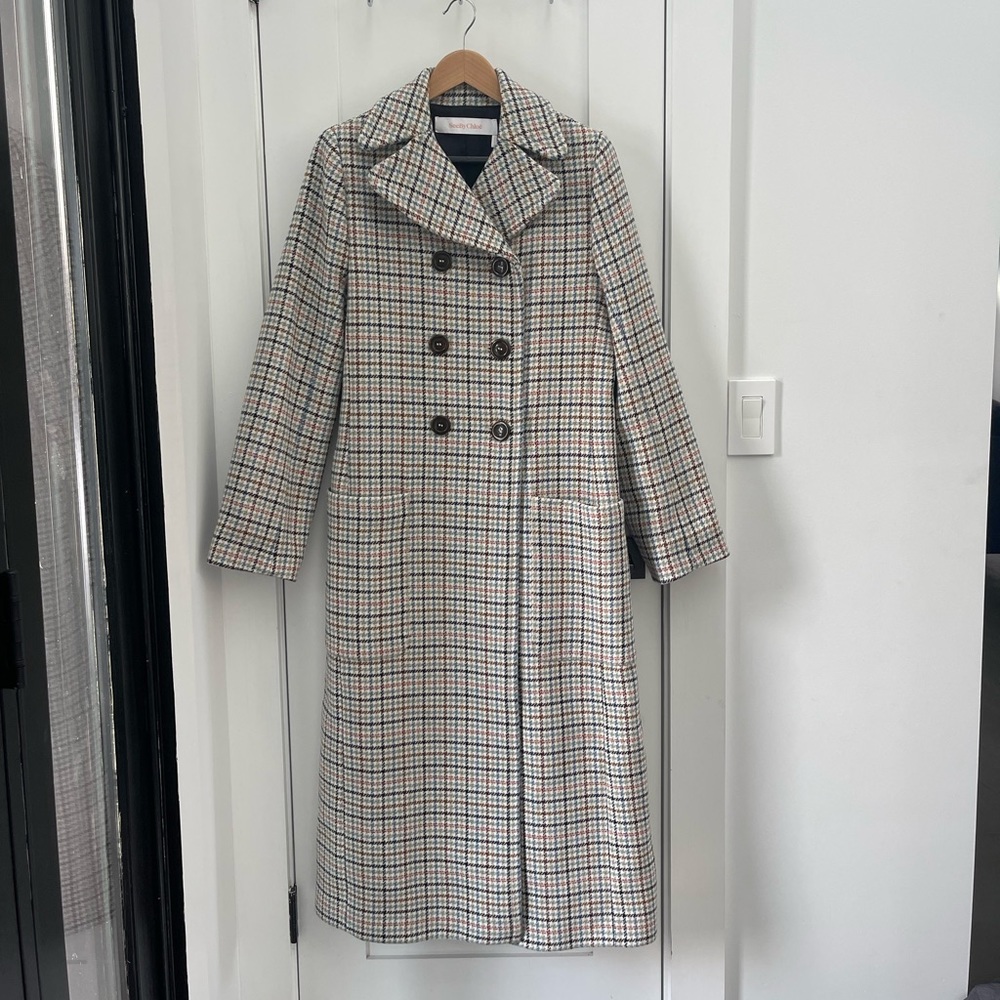 See by Chloé checked-print double-breasted coat